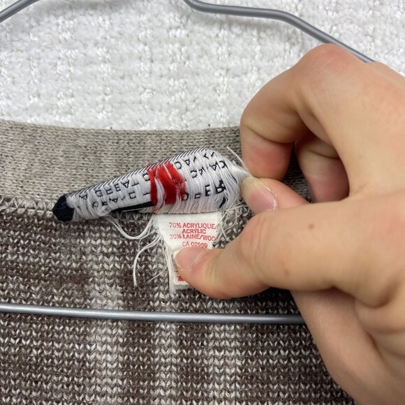 VTG Cooper Wool Blend Cardigan Brown Color block Men S Grandpa 90s Canada Made - Picture 7 of 15